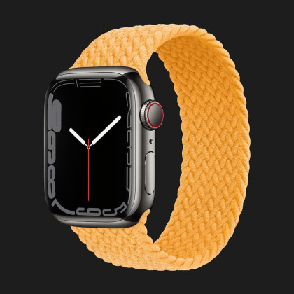 Apple Watch Series 7 41mm Graphite Stainless Steel Case with Braided Solo Loop (Maize)